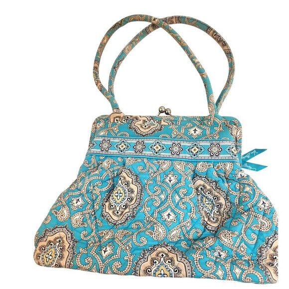 Vera Bradley Quilted Paisley Handbag With Dual Straps & Kiss Lock Closure 12x15 - Picture 10 of 13